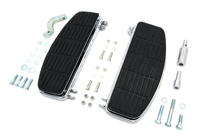 V-Twin Chrome Steel Driver 'D' Shape Footboard Set for Harley Davidson FL Models by V-Twin