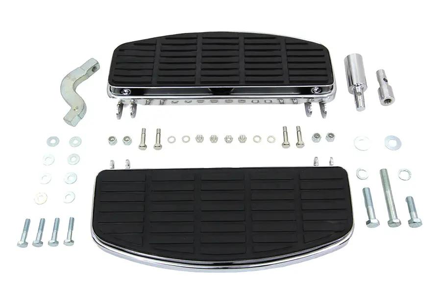 V-Twin Chrome Steel Driver 'D' Shape Footboard Set for Harley Davidson FL Models by V-Twin