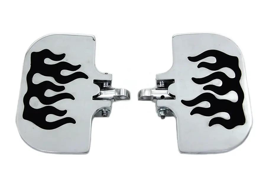 Wyatt Gatling Passenger Mini Footboard Set with Flame Design - Fits Motorcycles by Wyatt Gatling