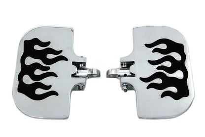 Wyatt Gatling Passenger Mini Footboard Set with Flame Design - Fits Motorcycles by Wyatt Gatling