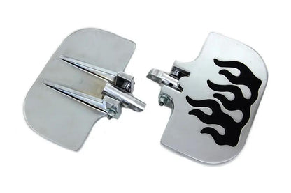 Wyatt Gatling Passenger Mini Footboard Set with Flame Design - Fits Motorcycles by Wyatt Gatling