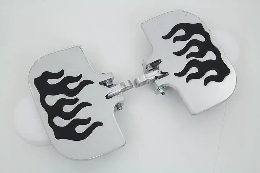 Wyatt Gatling Passenger Mini Footboard Set with Flame Design - Fits Motorcycles by Wyatt Gatling