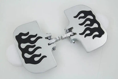 Wyatt Gatling Passenger Mini Footboard Set with Flame Design - Fits Motorcycles by Wyatt Gatling