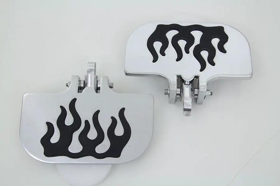 Wyatt Gatling Passenger Mini Footboard Set with Flame Design - Fits Motorcycles by Wyatt Gatling