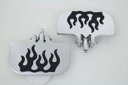 Wyatt Gatling Passenger Mini Footboard Set with Flame Design - Fits Motorcycles by Wyatt Gatling