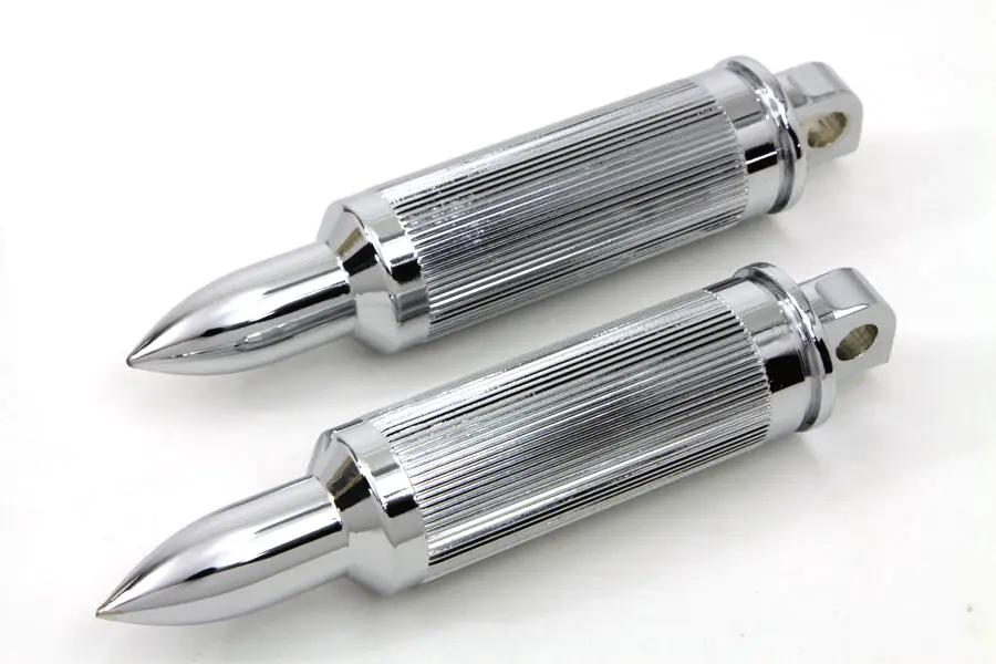 Wyatt Gatling Chrome Bullet Style AK-47 Footpeg Set for Harley Davidson FXST (1986-1995) by Wyatt Gatling
