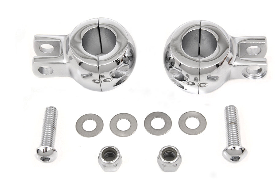 V-Twin Chrome Seat Shock Mount Clamp Set for Harley Davidson FL Models by V-Twin