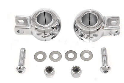 V-Twin Chrome Seat Shock Mount Clamp Set for Harley Davidson FL Models by V-Twin