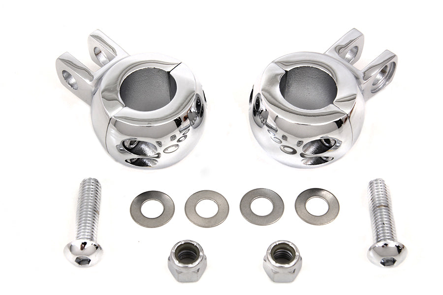 V-Twin Chrome Seat Shock Mount Clamp Set for Harley Davidson FL Models by V-Twin