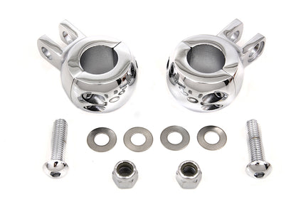V-Twin Chrome Seat Shock Mount Clamp Set for Harley Davidson FL Models by V-Twin