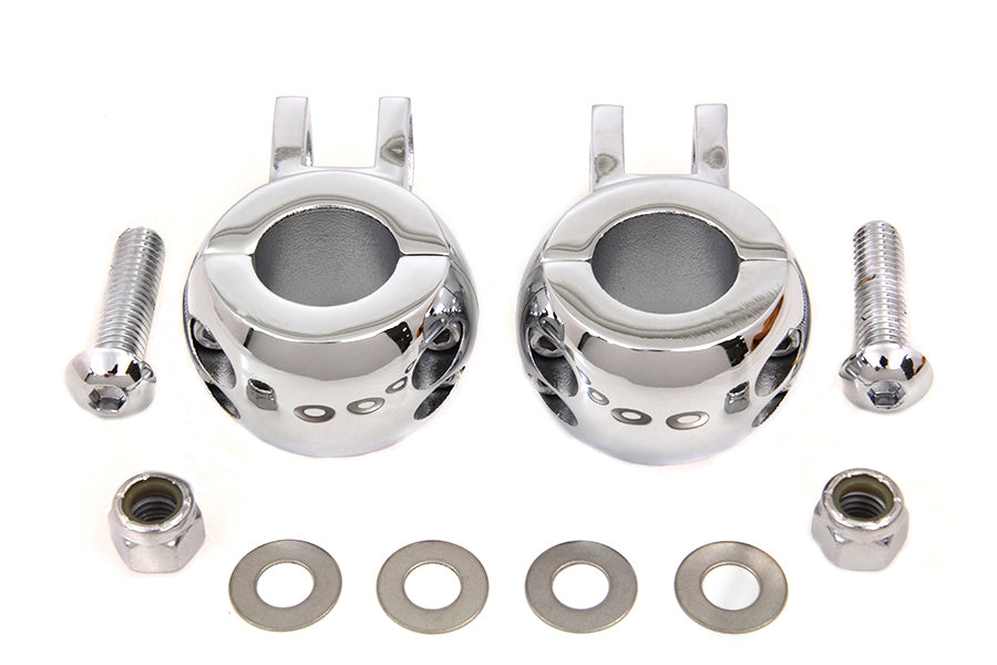 V-Twin Chrome Seat Shock Mount Clamp Set for Harley Davidson FL Models by V-Twin