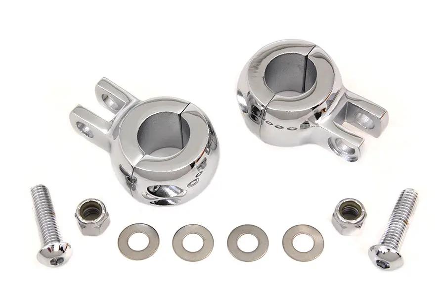 V-Twin Chrome Seat Shock Mount Clamp Set for Harley Davidson FL Models by V-Twin