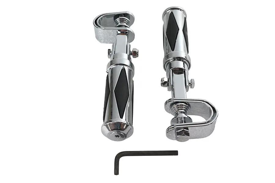 V-Twin Diamond Style Footpeg Set - Part P17-0316K, Chrome Finish, Set of 2 by V-Twin
