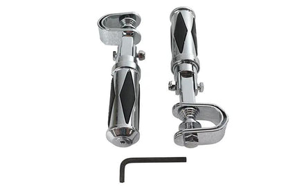 V-Twin Diamond Style Footpeg Set - Part P17-0316K, Chrome Finish, Set of 2 by V-Twin