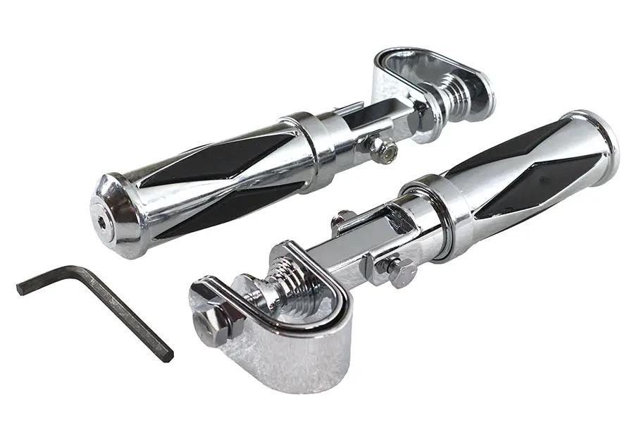 V-Twin Diamond Style Footpeg Set - Part P17-0316K, Chrome Finish, Set of 2 by V-Twin