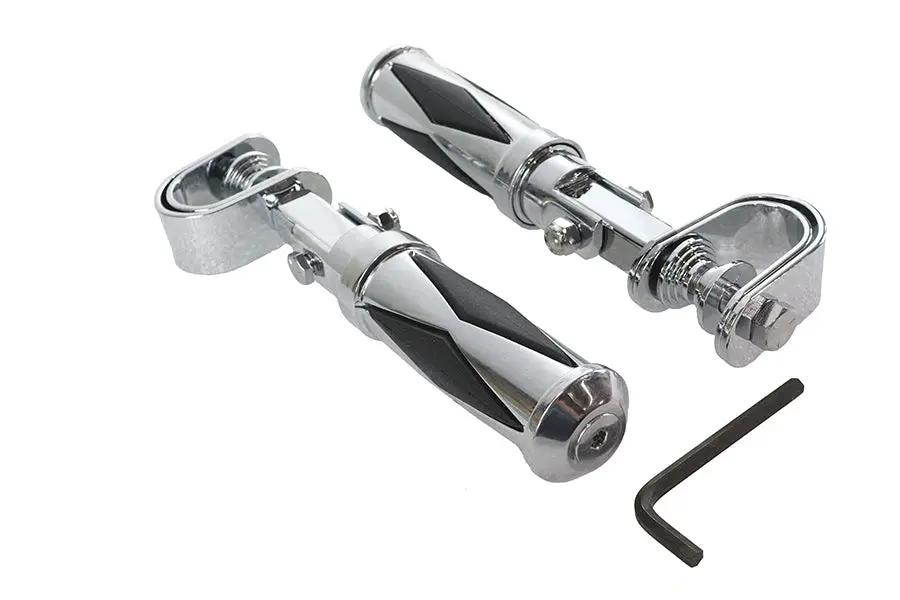 V-Twin Diamond Style Footpeg Set - Part P17-0316K, Chrome Finish, Set of 2 by V-Twin