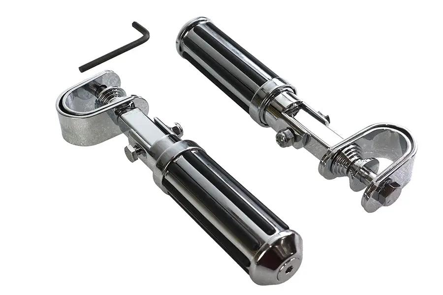 V-Twin Railer Footpeg Set - Chrome Finish for Custom Motorcycle Riders by V-Twin