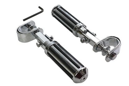 V-Twin Railer Footpeg Set - Chrome Finish for Custom Motorcycle Riders by V-Twin