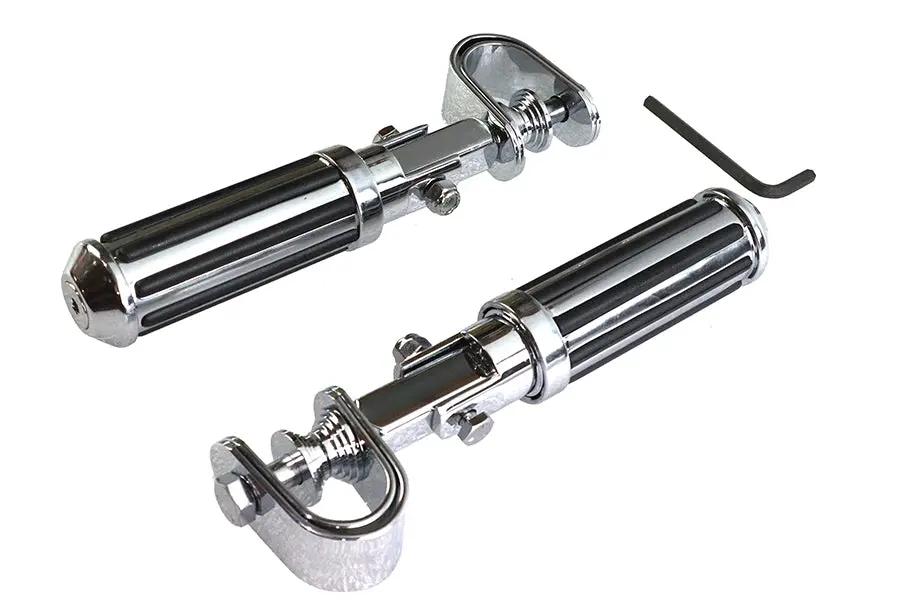 V-Twin Railer Footpeg Set - Chrome Finish for Custom Motorcycle Riders by V-Twin