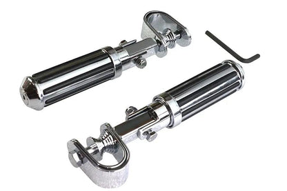V-Twin Railer Footpeg Set - Chrome Finish for Custom Motorcycle Riders by V-Twin