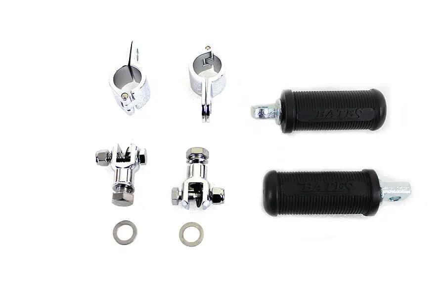 V-Twin Bates Clamp on Footpeg Set with Chrome Yokes and 1-1/8 Inch Clamps by V-Twin