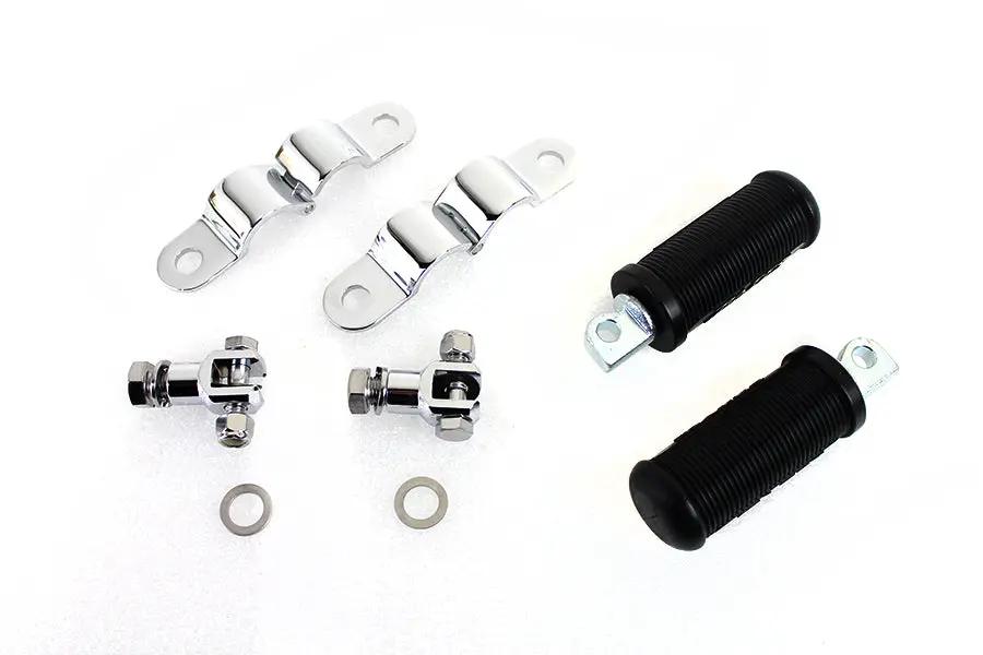 V-Twin Bates Clamp on Footpeg Set with Chrome Yokes and 1-1/8 Inch Clamps by V-Twin