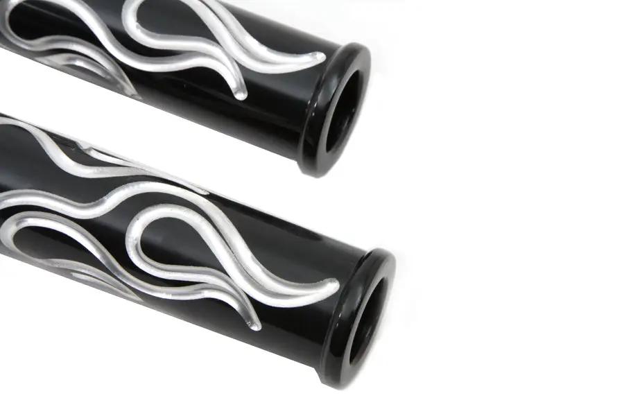 Wyatt Gatling Black Flame Style Footpeg Set for Harley Softail Bikes - Part Number 3677 by Wyatt Gatling