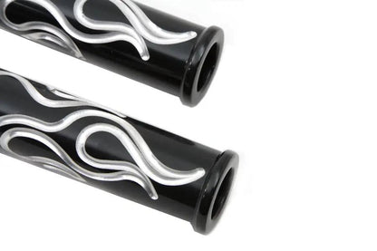 Wyatt Gatling Black Flame Style Footpeg Set for Harley Softail Bikes - Part Number 3677 by Wyatt Gatling
