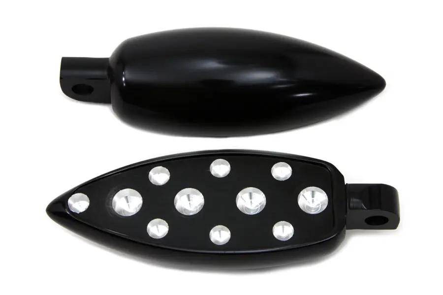 Wyatt Gatling Black Teardrop Style Footpeg Set with Chrome Accessories - Part #1476 by Wyatt Gatling