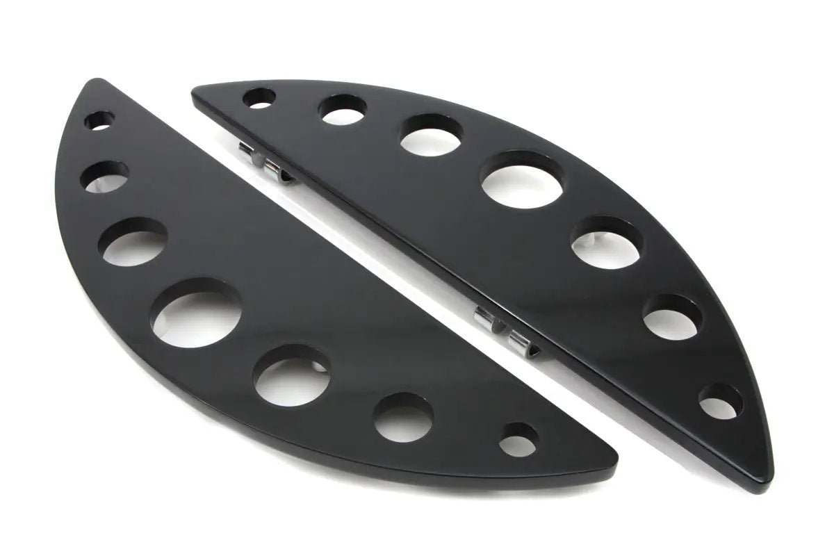 Wyatt Gatling Driver Black Half Moon Footboard Set with Holes – Fits 1980-1989 Harley Davidson FLT by Wyatt Gatling