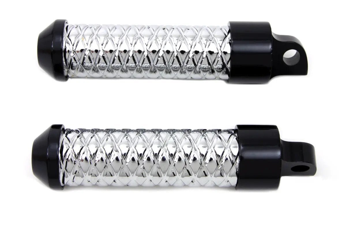 Wyatt Gatling Chrome Bullet Style Footpeg Set with Black Ends - Part 8717 by Wyatt Gatling