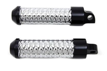 Wyatt Gatling Chrome Bullet Style Footpeg Set with Black Ends - Part 8717 by Wyatt Gatling