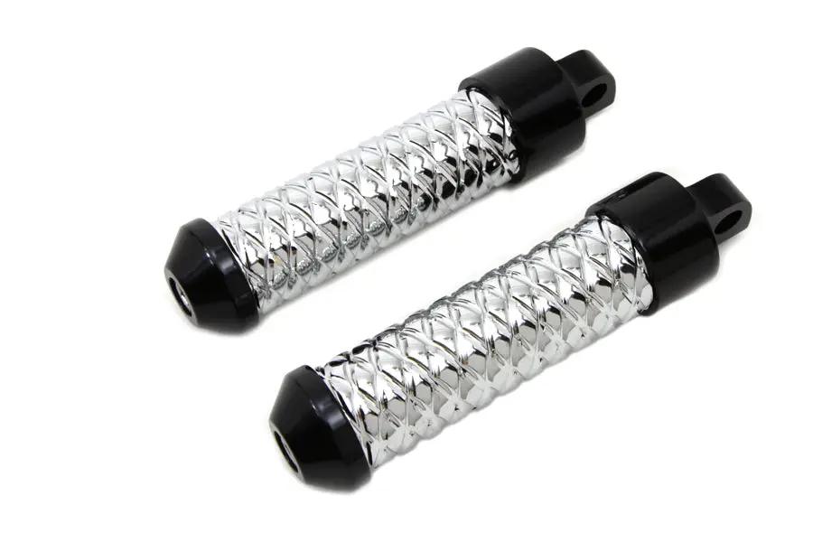 Wyatt Gatling Chrome Bullet Style Footpeg Set with Black Ends - Part 8717 by Wyatt Gatling