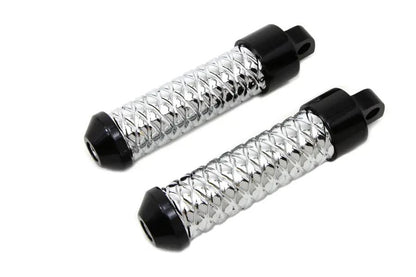 Wyatt Gatling Chrome Bullet Style Footpeg Set with Black Ends - Part 8717 by Wyatt Gatling