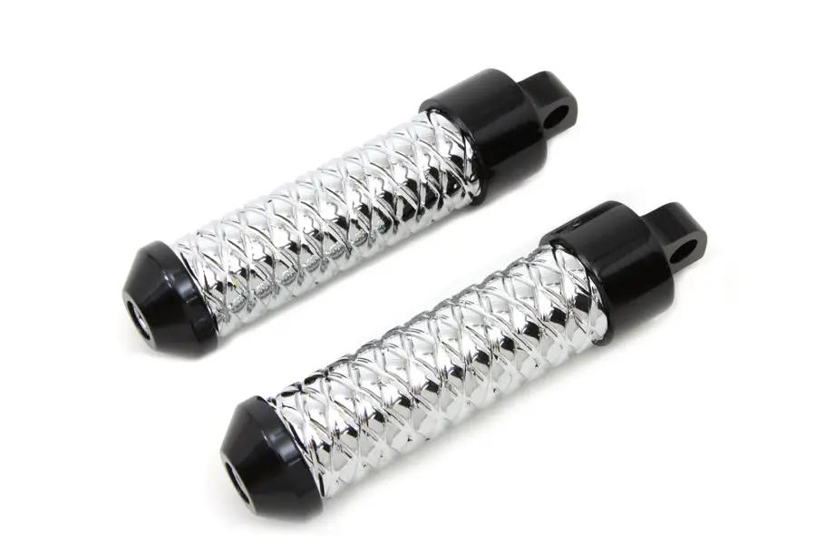 Wyatt Gatling Chrome Bullet Style Footpeg Set with Black Ends - Part 8717 by Wyatt Gatling