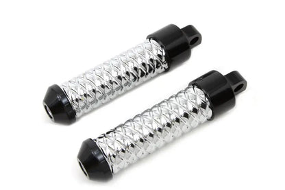 Wyatt Gatling Chrome Bullet Style Footpeg Set with Black Ends - Part 8717 by Wyatt Gatling