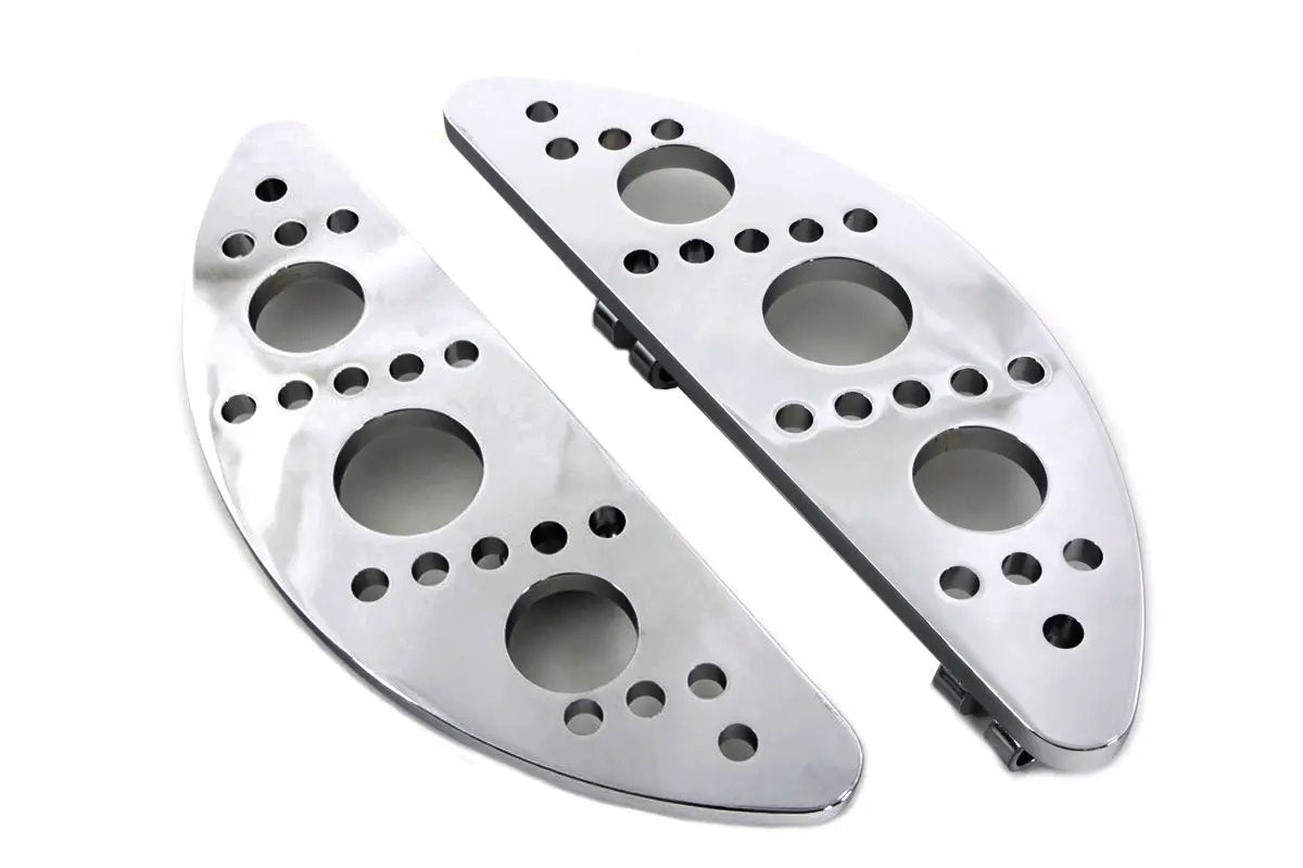 Wyatt Gatling Driver Chrome Drilled Half Moon Footboard Set (Part No. 8845) for Harley Davidson FLST 1986-1995 by Wyatt Gatling
