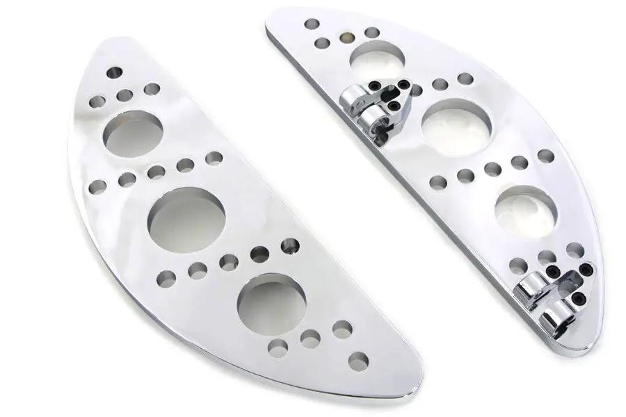 Wyatt Gatling Driver Chrome Drilled Half Moon Footboard Set (Part No. 8845) for Harley Davidson FLST 1986-1995 by Wyatt Gatling