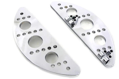 Wyatt Gatling Driver Chrome Drilled Half Moon Footboard Set (Part No. 8845) for Harley Davidson FLST 1986-1995 by Wyatt Gatling