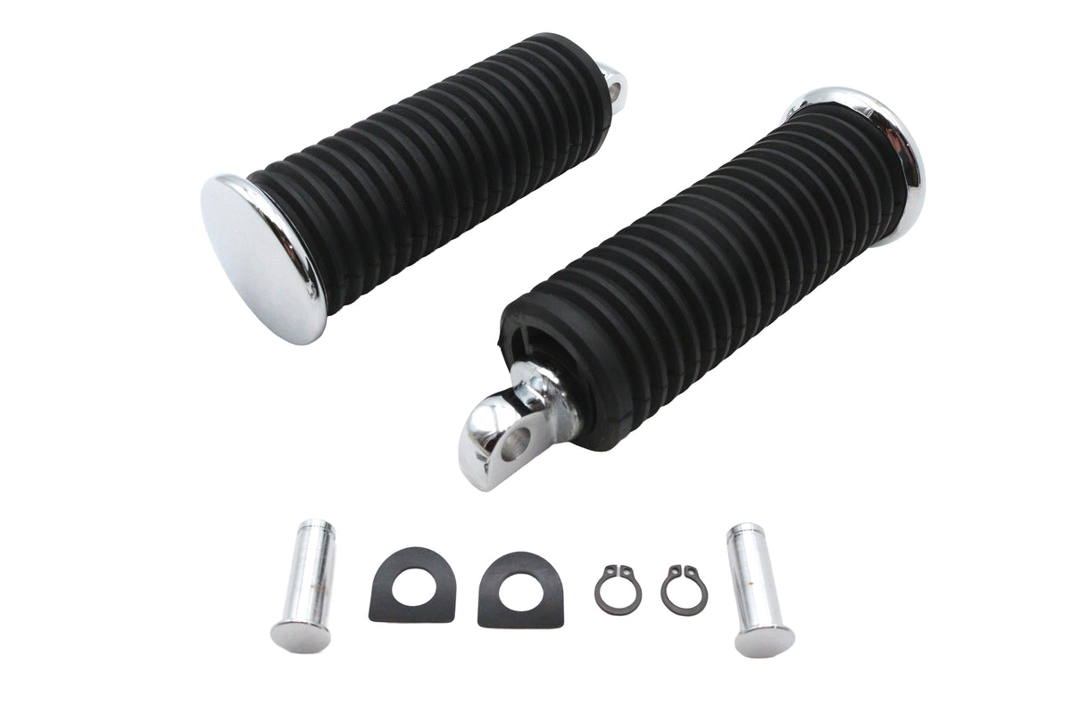 V-Twin 64259 Large Male Footpeg Set with Black Rubber Finish