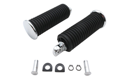 V-Twin 64259 Large Male Footpeg Set with Black Rubber Finish