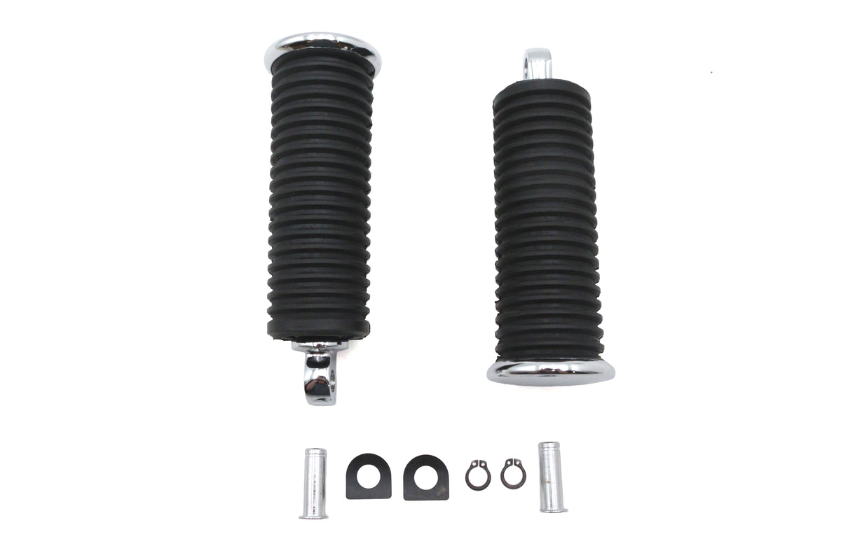 V-Twin 64259 Large Male Footpeg Set with Black Rubber Finish