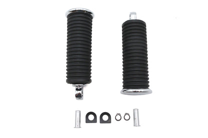 V-Twin 64259 Large Male Footpeg Set with Black Rubber Finish