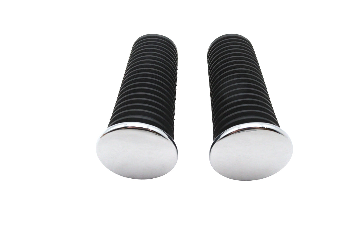 V-Twin 64259 Large Male Footpeg Set with Black Rubber Finish