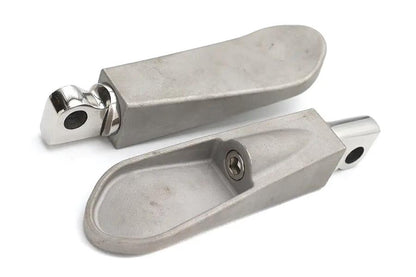V-Twin Chrome Spoon Footpeg Set with 1/2 Inch-20 Threads and Zinc Mount Block Bolt by V-Twin