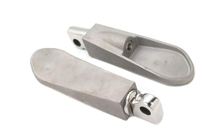 V-Twin Chrome Spoon Footpeg Set with 1/2 Inch-20 Threads and Zinc Mount Block Bolt by V-Twin