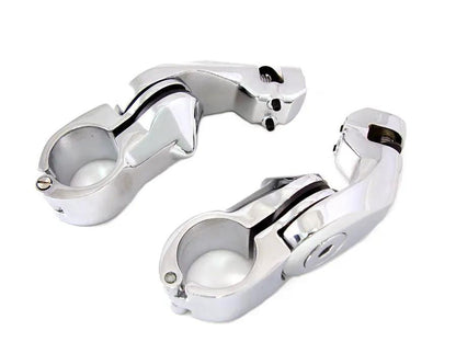 Wyatt Gatling Short Angled Footpeg Mount Kit Chrome for Harley Davidson FLT by Wyatt Gatling