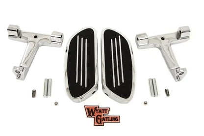 V-Twin Wyatt Gatling Chrome Passenger Footboard Kit for Harley Davidson FLT by V-Twin