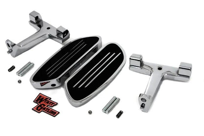 V-Twin Wyatt Gatling Chrome Passenger Footboard Kit for Harley Davidson FLT by V-Twin