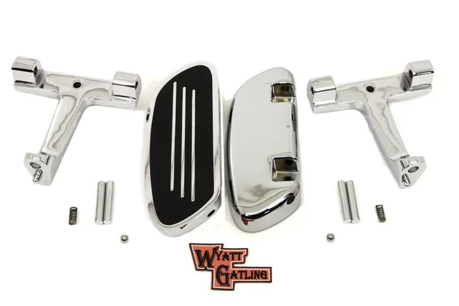 V-Twin Wyatt Gatling Chrome Passenger Footboard Kit for Harley Davidson FLT by V-Twin